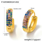 color: F1695-Gold Mixed Colors Zircon Earrings -Medium