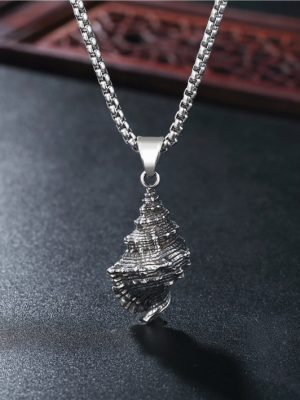 Conch necklace cross stainless steel vintage exaggerated punk pendant ornaments