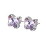 color: Purple Stone Steel Color Stud Earrings