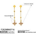 color: F282-Pink Color Zircon Gold Earrings