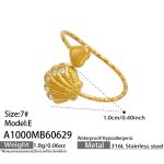 color: A1000-White Zircon Scallop Open Ring -E