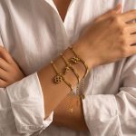Simple Twelve Constellation Pendant Snake Bones Chain Bracelet Stainless Steel 18K Gold Plating All-Match Jewelry