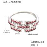 color: A981-Steel Color Pink Zircon Ring / size: US 7