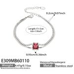 color: E309-Steel Color Red Zircon Bracelet 17+5cm