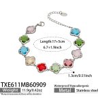 color: TXE611-Colorful Glass Stone Flower Steel Color Bracelet -17+5cm