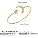 color: TXZ394-Stars & Moon Open Bangle