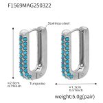 color: F1569-Steel Color Blue Turquoise Earrings