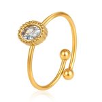 color: Oval Zircon Ring White Zircon / size: Open Adjustable