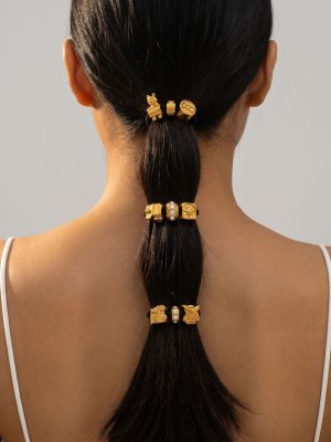 Vintage Crown Snowflake Cat DIY Gold Beaded Highly Elastic Hair Rope All-Matching Graceful Headdress