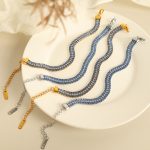 New Simple and Light Luxury Design Bracelet Gang Drill Stainless Steel Plated 18K Gold Inlaid Boutique Natural Stone Ornament