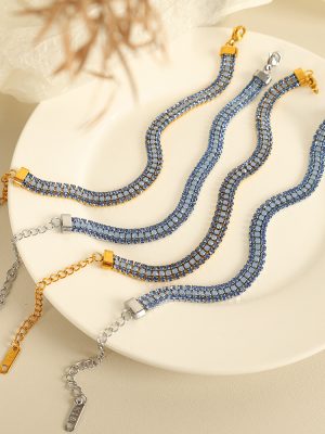 New Simple and Light Luxury Design Bracelet Gang Drill Stainless Steel Plated 18K Gold Inlaid Boutique Natural Stone Ornament
