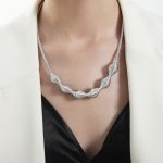 color: P1777-Steel Color Necklace -47+5cm