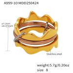color: A999-10-Gold-Rose Mixed Color Crown Three Layer Ring / size: US 8