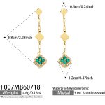 color: F007-Green Zircon Gold Earrings