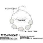 color: TXE564-Steel Color White Cat's Eye Stone Bracelet