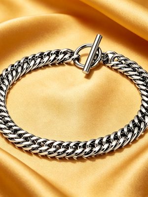 Simple Handmade Chain Stainless Steel Ornament Street OT Buckle Choker More Sizes Cuban Bracelet
