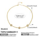 color: TXP616-A Style White Zircon Ball Gold Necklace -41+5cm