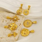 Irregular Geometric Zircon Star Pendant Necklace Women's All-Match Stainless Steel Gold Plated Ornament
