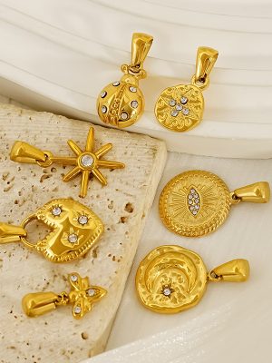 Irregular Geometric Zircon Star Pendant Necklace Women's All-Match Stainless Steel Gold Plated Ornament