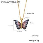 color: P1844-Gold Black Purple Necklace
