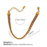 color: SL124PKWEG Pink White Rhinestone Gold Bracelet