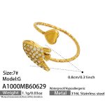 color: A1000-White Zircon Manta Ray Open Ring -G
