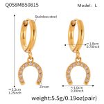 color: Q058-Gold Horseshoe Clasp Zircon Earrings -L
