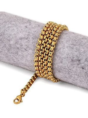 Stainless Steel Simple Square Pearl Chain Chain Necklace Hip Hop Sweater Chain Necklace Clavicle Chain