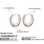 color: F600-Steel Color Earrings -Outer Diameter 17mm