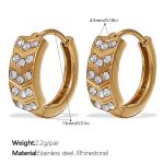 color: EH1116WEG White Rhinestone Gold Hoop Earrings