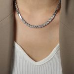 color: P1634-Thick Style Steel Color Necklace -40+5cm