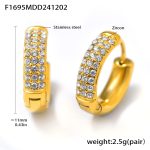 color: F1695-Gold White Zircon Earrings -Small