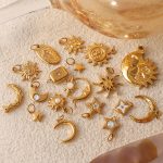 Sun Moon Stainless Steel Plated 18K Gold Pendant Ornament All-Match Necklace for Women