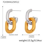 color: F243-Two-tone Gold Hollow Double U Shape Geometric Earrings