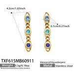 color: TXF615-Blue Zircon Gold Earrings