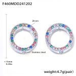 color: F460-Steel Color Mixed Colors Zircon Earrings