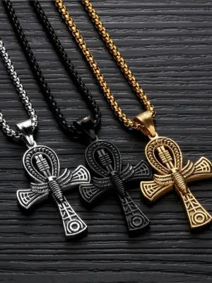 Exotic Egypt Life Cross Pendant Necklace Stainless Steel Ankage