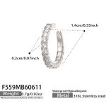 color: F559-Inlaid 5A Zircon Steel Color Ear Clip 1 PC