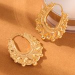 Exaggerated and Personalized Gear Texture Earrings Stainless Steel 18K Gold Ear Clips Earrings Girls Color Retention Ornament