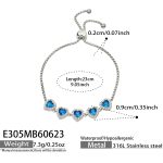 color: E305-Blue Zircon Steel Color Bracelet -23cm