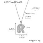 color: RP017-R Letter Steel Color Necklace 40+5cm