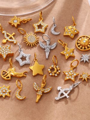 Advanced Star Moon Angel Pendant Shining Diamond Sun Bow and Arrow Modeling Jewelry Accessories