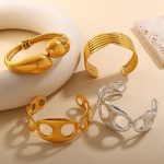 Retro Creative Irregular Open-Ended Bracelet Stainless Steel Plated 18K Gold Light Luxury Design Ornament