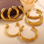 Exaggerated Heavy Industry Love Glossy Bracelet Stainless Steel 18K Gold Plating C- Shaped Opening Ornament Women
