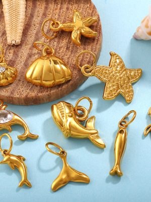Hot Seaside Holiday Starfish Pendant Parts Stainless Steel 18K Gold Plating All-Match Jewelry