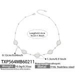 color: TXP564-Steel Color White Cat's Eye Stone Necklace