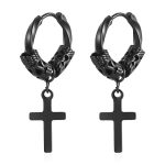 color: Twisted Wire Dragon Pattern Hanging Cross Ear Cuff Black MS-653