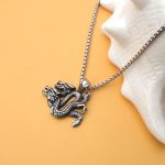 Ornament Stainless Steel Double Dragon Dragon Pendant Personality Punk Vintage Men's Trendy Necklace