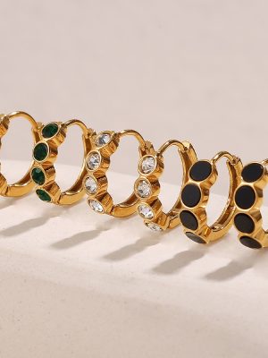 New Simple Color Zircon Inlaid Ear Clip Earrings Advanced All-Match Vintage Earrings Earrings for Women
