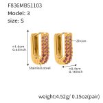 color: F836-3 Pink Color Zircon Earrings -Small